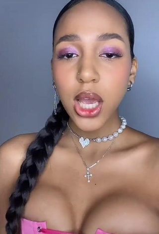 1. Cute Alisha Kone Shows Cleavage in Pink Corset (Side Boob)