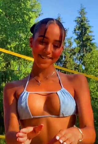 4. Desirable Alisha Kone Shows Cleavage in Blue Bikini Top (Side Boob)