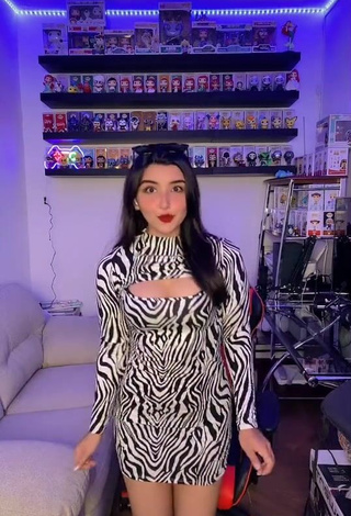 Desirable Andyy Tok Shows Cleavage in Zebra Dress