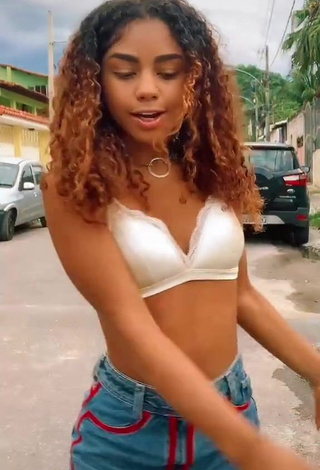 1. Sweetie Angel Oficial Shows Cleavage in White Bra in a Street