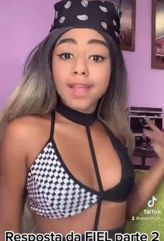 Cute Angel Oficial Shows Cleavage in Bikini Top