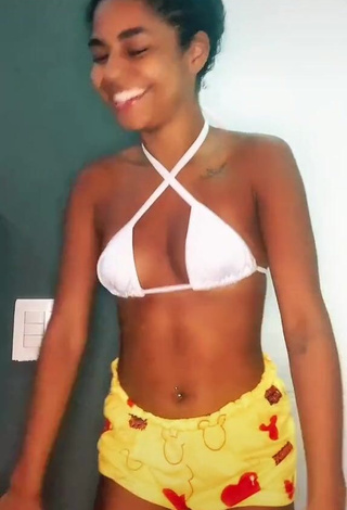 1. Amazing Angel Oficial Shows Cleavage in Hot White Bikini Top (Side Boob)