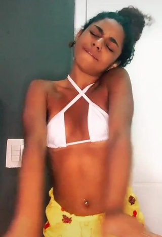 3. Amazing Angel Oficial Shows Cleavage in Hot White Bikini Top (Side Boob)