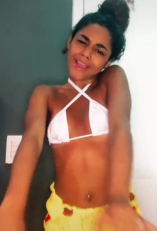 4. Amazing Angel Oficial Shows Cleavage in Hot White Bikini Top (Side Boob)