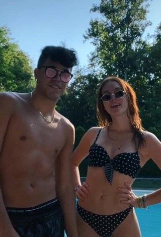 Desirable Anna Ciati Shows Cleavage in Polka Dot Bikini