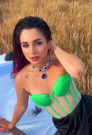 1. Sexy Anna Trincher Shows Cleavage in Green Corset