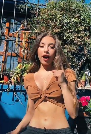 1. Beautiful Ariadna Leyes Shows Cleavage in Sexy Brown Crop Top