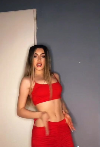 Ariadna Leyes Shows Cleavage in Appealing Red Crop Top