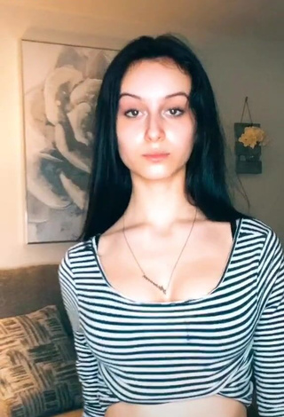 1. Sexy Arianna Roman Shows Cleavage in Striped Crop Top