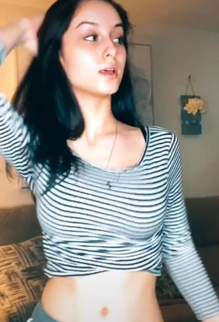 4. Sexy Arianna Roman Shows Cleavage in Striped Crop Top