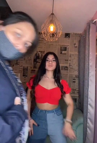 Hot Ashley Ramirez Shows Cleavage in Red Crop Top