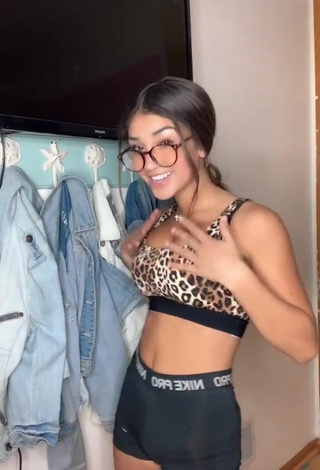 3. Desirable Ava Justin Shows Cleavage in Leopard Sport Bra