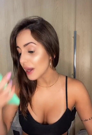 Sweetie Bianca Jesuino Shows Cleavage in Black Crop Top