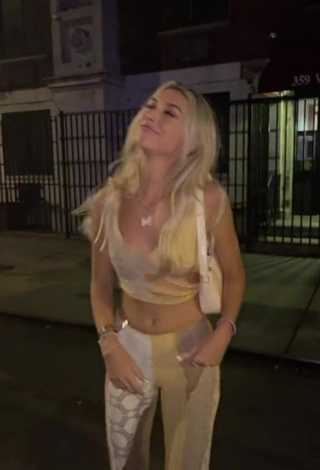 1. Desirable Brianna LaPaglia Shows Cleavage in Crop Top in a Street