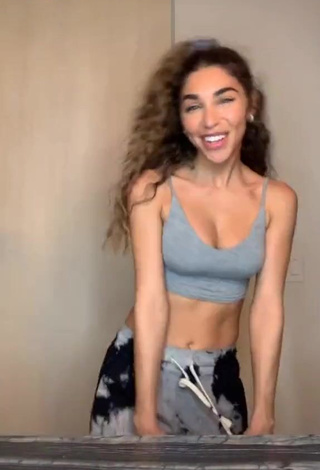 Sweetie Chantel Jeffries Shows Cleavage in Grey Crop Top