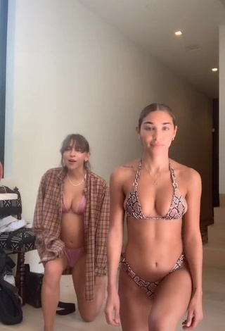 3. Desirable Chantel Jeffries Shows Cleavage in Snake Print Bikini while doing Sports Exercises