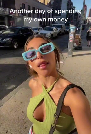 1. Hottie Chantel Jeffries Shows Cleavage in Lime Green Crop Top in a Street