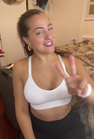 Cute Deanna Giulietti Shows Cleavage in White Crop Top in a Street