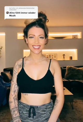 4. Cute Aline Jost Shows Cleavage in Black Crop Top and Bouncing Boobs