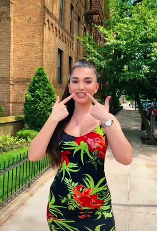 3. Hot Enisa Shows Cleavage in Floral Dress in a Street