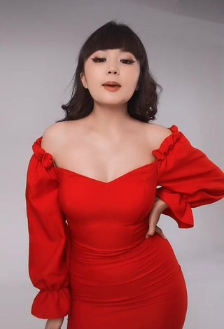 1. Hot Asem Nygmetzhan Shows Cleavage in Red Dress