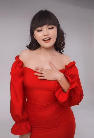 Hot Asem Nygmetzhan Shows Cleavage in Red Dress