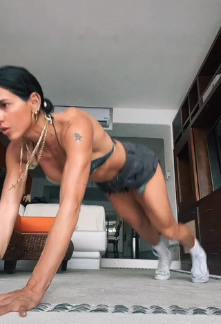 Hot Bárbara de Regil in Grey Bikini Top while doing Fitness Exercises