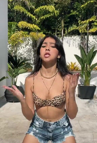 1. Sweet Rebeca Barreto in Cute Leopard Bikini Top