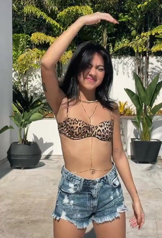 1. Beautiful Rebeca Barreto in Sexy Leopard Bikini Top