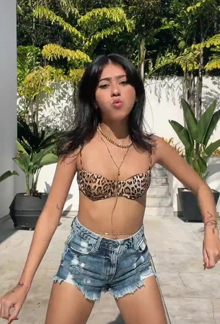 Beautiful Rebeca Barreto in Sexy Leopard Bikini Top