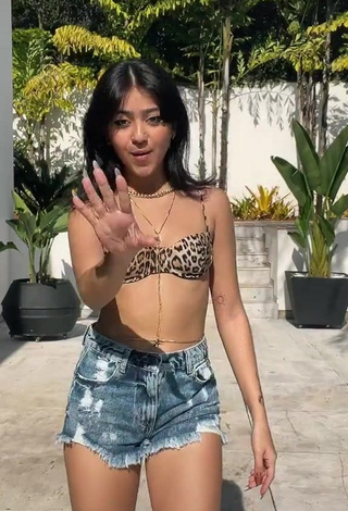 3. Cute Rebeca Barreto in Leopard Bikini Top