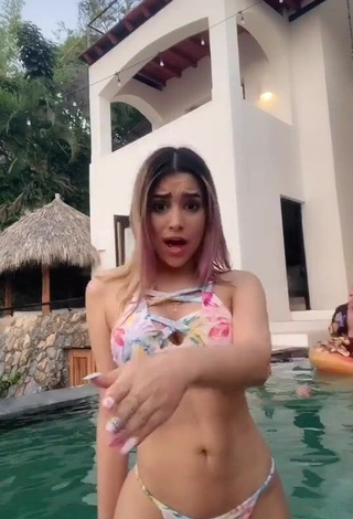 Sexy Brianda Deyanara Moreno Guerrero in Floral Bikini at the Pool