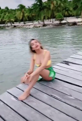 4. Sexy Brianda Deyanara Moreno Guerrero in Yellow Bikini Top at the Beach