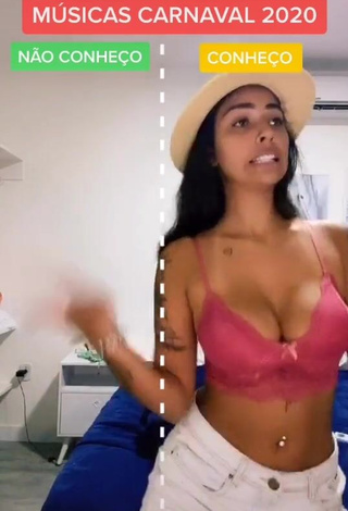 Hot Pamella Fuego Shows Cleavage in Peach Crop Top and Bouncing Big Boobs