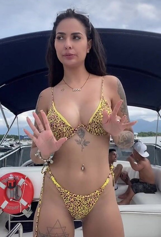 1. Amazing Pamella Fuego Shows Cleavage in Hot Leopard Bikini on a Boat