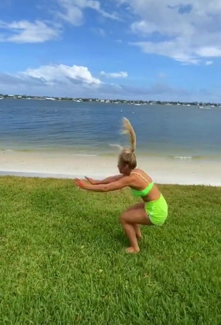 4. Sexy Cassidy Thompson in Bikini Top at the Beach while doing Fitness Exercises