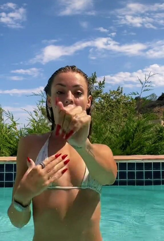 4. Erotic Charly Jordan in White Bikini at the Swimming Pool (Side Boob)