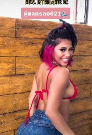 3. Hot Maria Clara Garcia Shows Cleavage in Red Bikini Top