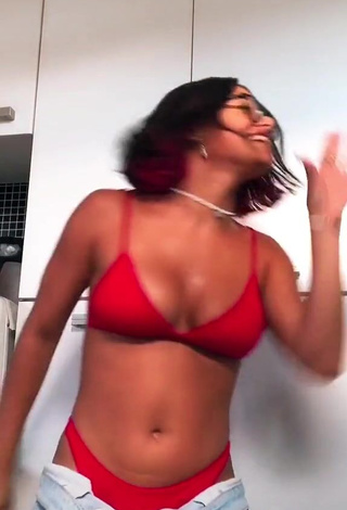 3. Beautiful Maria Clara Garcia Shows Cleavage in Sexy Red Bikini and Bouncing Big Breasts