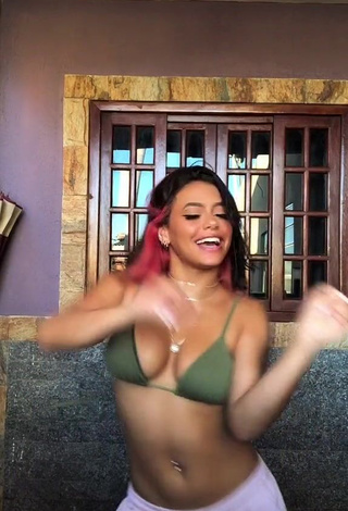 1. Beautiful Maria Clara Garcia Shows Cleavage in Sexy Olive Bikini Top