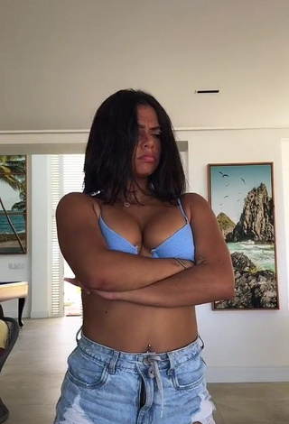 Sweetie Maria Clara Garcia Shows Cleavage in Blue Bikini Top and Bouncing Tits