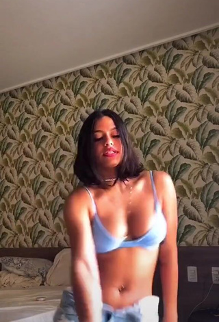 Desirable Maria Clara Garcia in Blue Bikini Top while Twerking and Bouncing Boobs