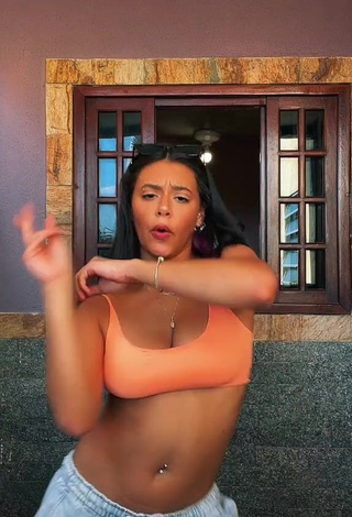 1. Hot Maria Clara Garcia Shows Cleavage in Orange Crop Top and Bouncing Boobs