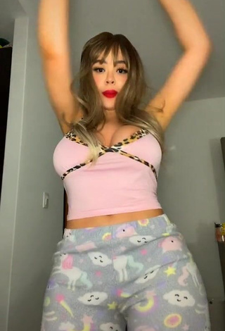 4. Sexy Danyan Cat Shows Cleavage in Pink Crop Top