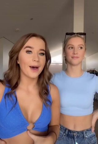 Desirable Caitlin Cummins Shows Cleavage in Blue Crop Top