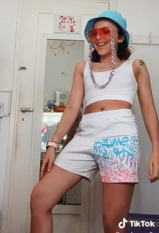 4. Hot Cande Copello in White Crop Top