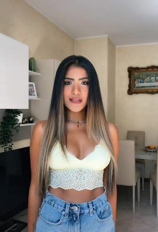 Sweetie Cassandra Tejada Shows Cleavage in White Crop Top