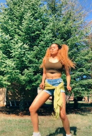 Hot Cassidy J in Olive Crop Top