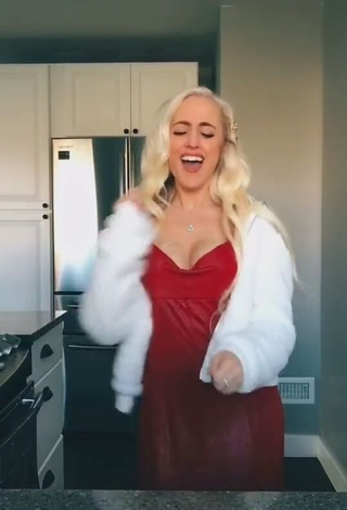 Sexy Chani Natasha Davis Shows Cleavage in Red Dress