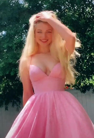 Hot Charli Elise Shows Cleavage in Pink Dress